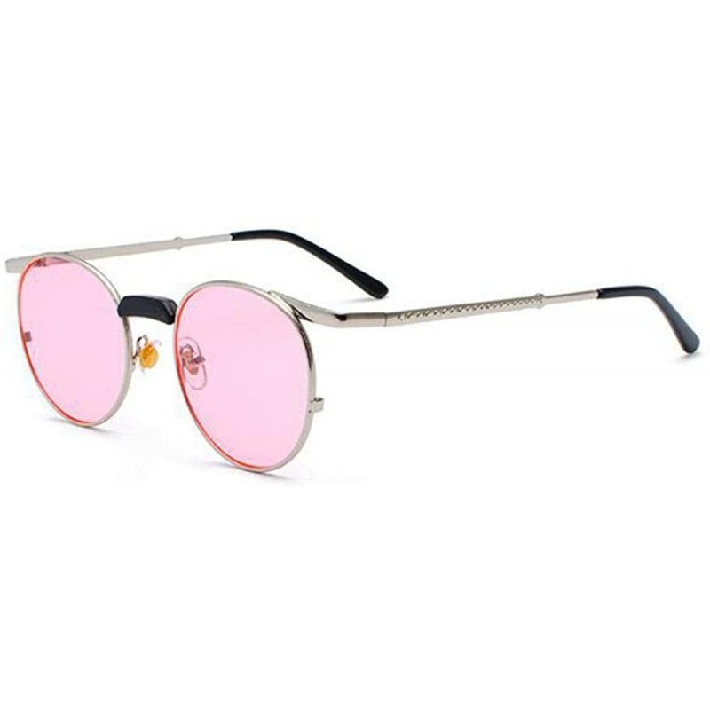 Aviator 2019 New Arrival Round Sunglasses Women Vintage Brand Designer Silver Pink 6907 - Silver Pink 6907 - CD18XQYSZ97 $11.95