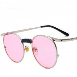 Aviator 2019 New Arrival Round Sunglasses Women Vintage Brand Designer Silver Pink 6907 - Silver Pink 6907 - CD18XQYSZ97 $11.95