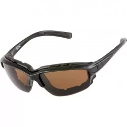 Goggle Polarized Motorcycle Riding Sunglasses Sports Wrap Glasses - Black - Polarized Amber - CR18DTH8H2D $25.99