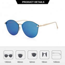 Oversized Cat Eye Sunglasses for Women Oversized Mirrored UV Protection Metal Frame Sunglasses for Traveling Driving - Blue -...