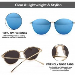 Oversized Cat Eye Sunglasses for Women Oversized Mirrored UV Protection Metal Frame Sunglasses for Traveling Driving - Blue -...