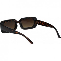 Rectangular Womens Pearl Jewel Plastic Narrow Rectangular Designer Mod Sunglasses - Tortoise Brown - CQ18GEUILZU $14.29