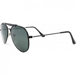 Rectangular Green Glass Lens Classic Mens Womens Medium Air Force Style Black Sunglasses - C51802OH232 $13.31