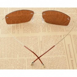 Rectangular Rimless Titanium Frame Polarized Sunglasses - CA11A9SC8Q3 $36.50