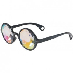 Round Festivals Kaleidoscope Glasses Round Rainbow Prism Sunglasses for Women Men - Black - CZ18HGK4DTQ $8.94