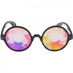 Round Festivals Kaleidoscope Glasses Round Rainbow Prism Sunglasses for Women Men - Black - CZ18HGK4DTQ $8.94