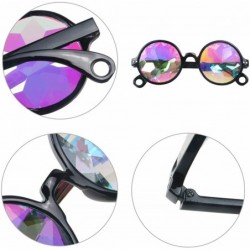 Round Festivals Kaleidoscope Glasses Round Rainbow Prism Sunglasses for Women Men - Black - CZ18HGK4DTQ $8.94