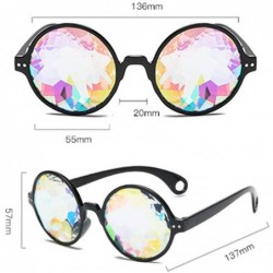 Round Festivals Kaleidoscope Glasses Round Rainbow Prism Sunglasses for Women Men - Black - CZ18HGK4DTQ $8.94