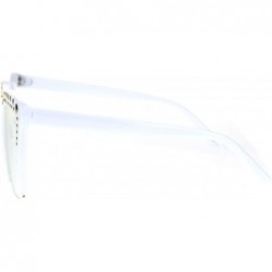 Cat Eye Womens Gold Metal Stud Crop Bottom Oversize Cat Eye Eyeglasses - White - C818STCEL6A $15.36