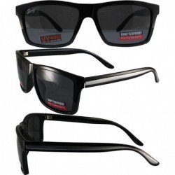 Wayfarer Riot Sunglasses Wayfarer Style Black and Silver Side Stripe Frames Smoke Lens - CL185Q7KUAO $23.41