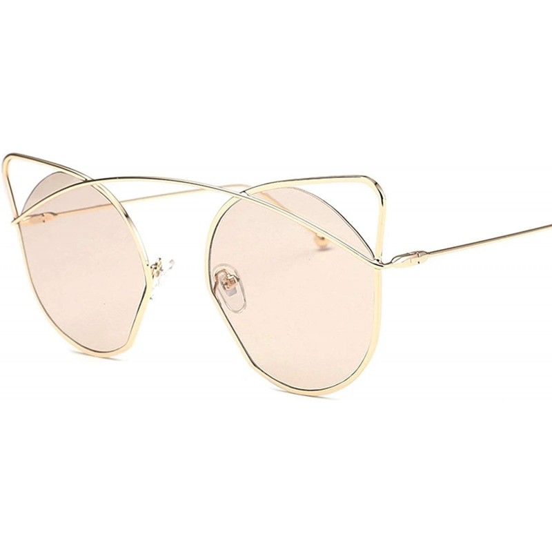 Aviator Vintage Classic Retro Cat Sunglasses for Women PC Resin UV 400 Protection Sunglasses - Transparent Pink - CJ18SAS06LX...