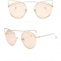 Aviator Vintage Classic Retro Cat Sunglasses for Women PC Resin UV 400 Protection Sunglasses - Transparent Pink - CJ18SAS06LX...