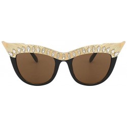 Cat Eye Rhinestone Steampunk Oversized Fashion Sunglasses Gothic Retro CatEye Eyewear Crystals Shades - CE19734DXW8 $25.07