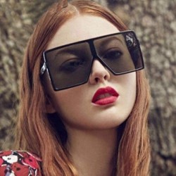 Rectangular Women Men Vintage Retro Glasses Unisex Big Frame Sunglasses Eyewear - Black - CQ190O07XAU $11.01