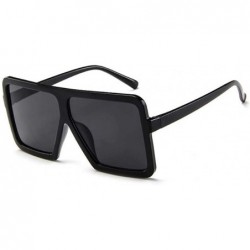 Rectangular Women Men Vintage Retro Glasses Unisex Big Frame Sunglasses Eyewear - Black - CQ190O07XAU $11.01