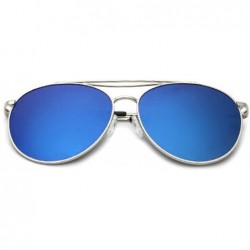 Shield Classic Retro Designer Style Round Sunglasses for women metal Resin UV400 Sunglasses - Silver Blue - CM18T2W33D9 $15.15