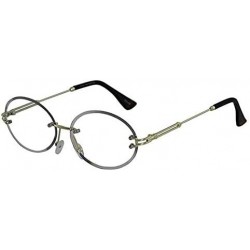 Rimless Elegant Rimless Vintage Retro Oval Gold Clear Lens Fashion Diamond Cut Edge Fashion Sunglasses - C6197IHELYW $17.56