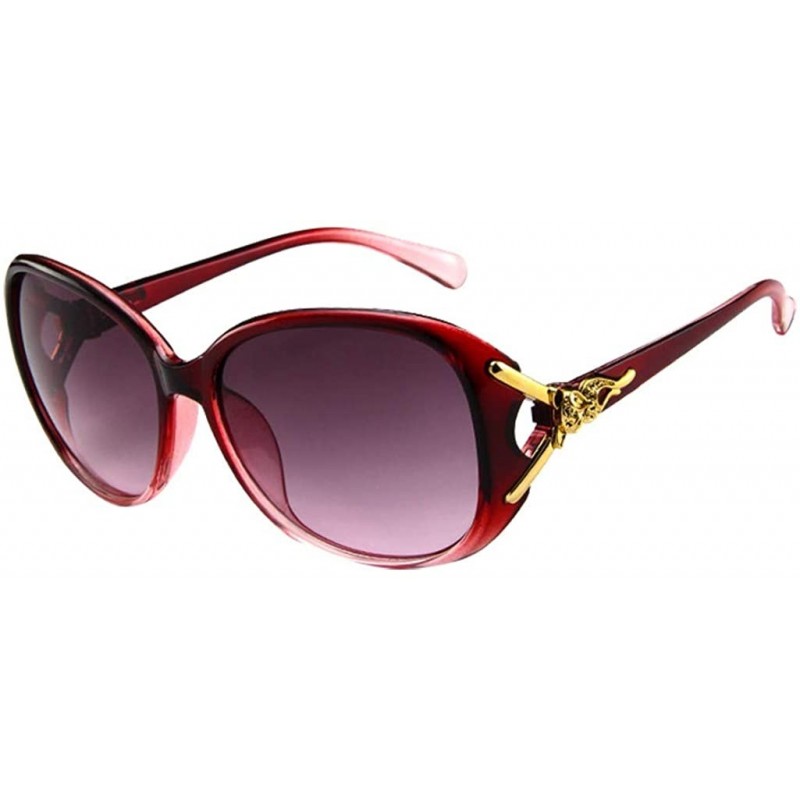 Square Unisex Vintage Big Frame Retro Oval Sunglasses-Aviator Classic Sunglasses - Red 1pcs - CG190HGIUCI $27.93