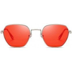 Oval Unisex Sunglasses Retro Gold Grey Drive Holiday Oval Non-Polarized UV400 - Red - CV18R6Z93ME $9.27