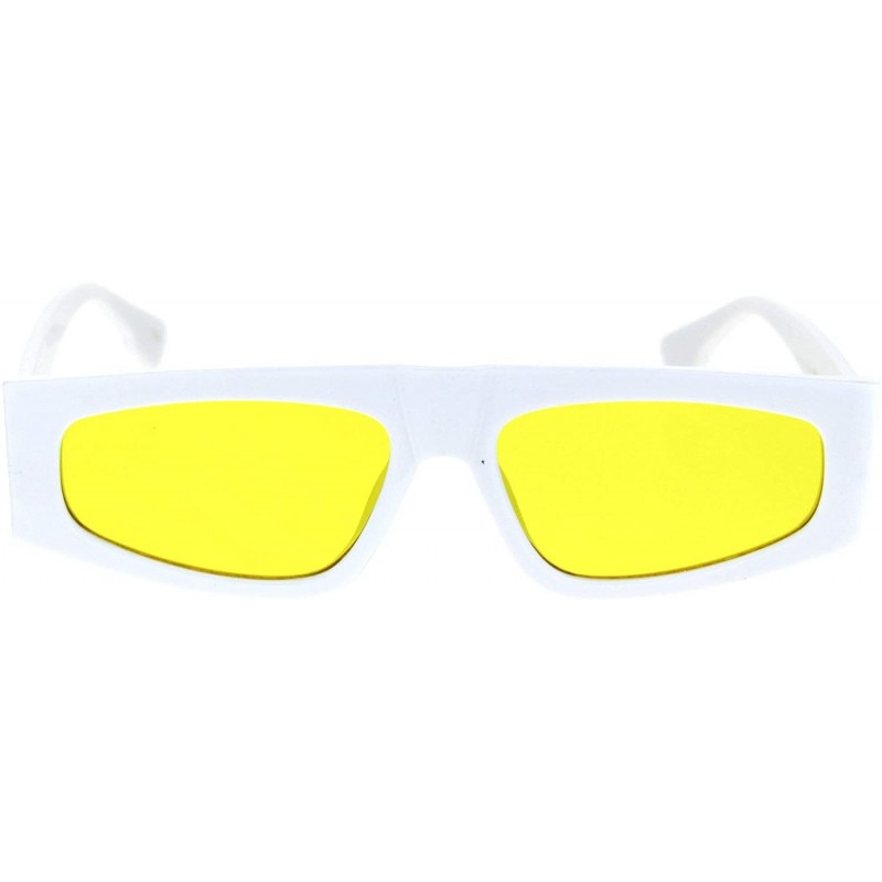 Rectangular Flat Top Narrow Rectangular Hippie Pimp Retro Sunglasses - White Yellow - C018S29C4X0 $8.01