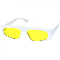 Rectangular Flat Top Narrow Rectangular Hippie Pimp Retro Sunglasses - White Yellow - C018S29C4X0 $8.01