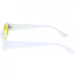 Rectangular Flat Top Narrow Rectangular Hippie Pimp Retro Sunglasses - White Yellow - C018S29C4X0 $8.01