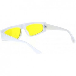 Rectangular Flat Top Narrow Rectangular Hippie Pimp Retro Sunglasses - White Yellow - C018S29C4X0 $8.01