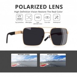 Square DESIGN Polarized Sunglasses Men Driving Square Metal Frame Men's C1Black - C1black - CT18XAKMQDZ $18.28