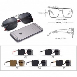 Square DESIGN Polarized Sunglasses Men Driving Square Metal Frame Men's C1Black - C1black - CT18XAKMQDZ $18.28