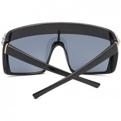 Oversized Vintage Oversized Flat Top Sunglasses Sexy Luxry Brand Designer With Pearl UV400 - Black - CZ189WT3WZI $16.61