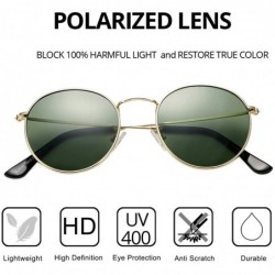 Round Classic Polarized Sunglasses for Women Men Small Round Metal Frame Mirrored Lens Sun Glasses - Gold/G15 - C318O5LU3HR $...