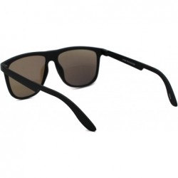 Rectangular Mens Minimal Matte Sport Flat Top Rectangular Horn Sunglasses - Matte Black Blue Mirror - CG18UASS4SC $7.77