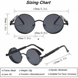 Round Retro Steampunk Sunglasses UV Protection Round Vintage Sunglasses Metal Frame for Men Women - Black - CC18X5WZD9X $12.57