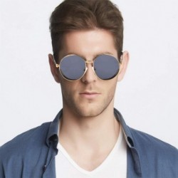 Round Retro Steampunk Sunglasses UV Protection Round Vintage Sunglasses Metal Frame for Men Women - Black - CC18X5WZD9X $12.57