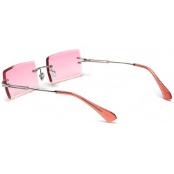 Rectangular Rectangle Sunglasses Women Rimless Square Sun Glasses for Women Christmas Gifts - Clear Pink - CK18YYQZCWS $14.09