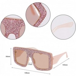 Square Sparkling Crystal Sunglasses UV Protection Rhinestone Sunglasses - Pink279 - CC18AHNOW7T $17.02