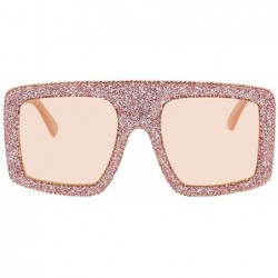 Square Sparkling Crystal Sunglasses UV Protection Rhinestone Sunglasses - Pink279 - CC18AHNOW7T $17.02