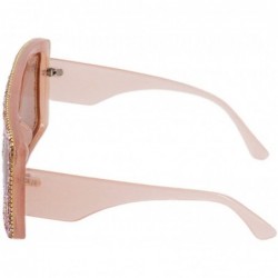 Square Sparkling Crystal Sunglasses UV Protection Rhinestone Sunglasses - Pink279 - CC18AHNOW7T $17.02