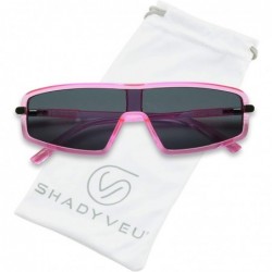 Square Slim Retro 80s Neon Colorful Rave Shades Translucent Clear Frame Flat Lens Women's Sunglasses - Pink - CR18Y6O9IAC $11.11