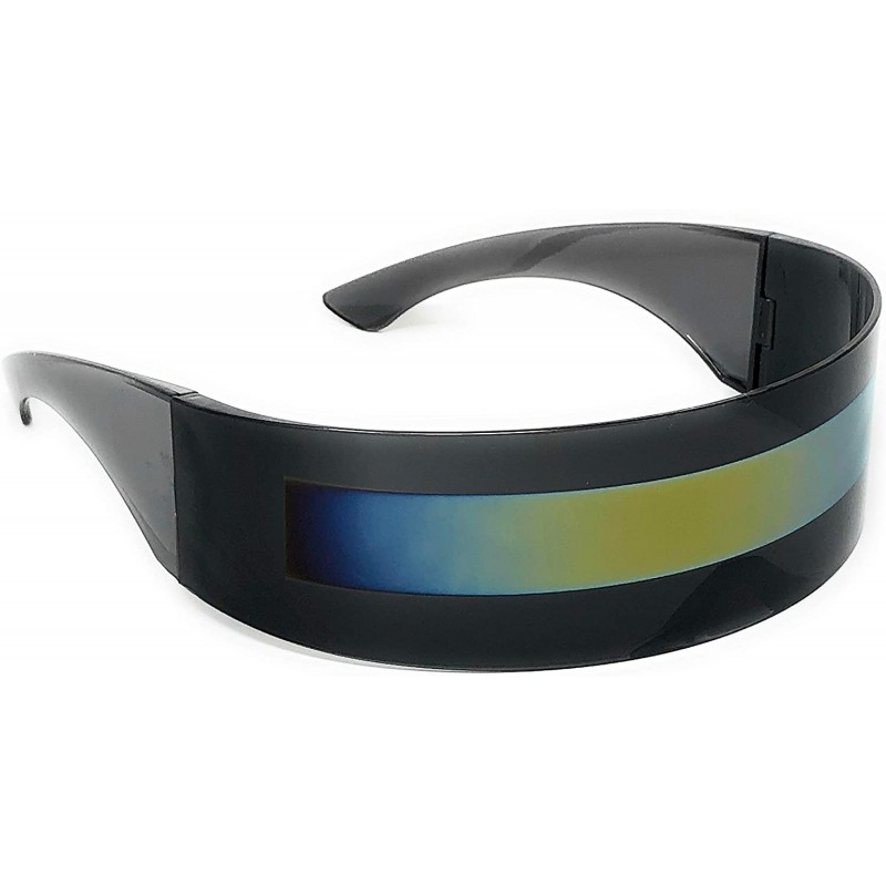 Futuristic Cyclops Alien Shield Sunglasses Monoblock Black Framemulticolor Gold Ck12cowdv8l 