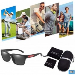 Goggle Classic Polarized Driving Sunglasses Vintage Men Women Square Fishing Glasses - Black Grey - C418T2ZT9WK $10.58