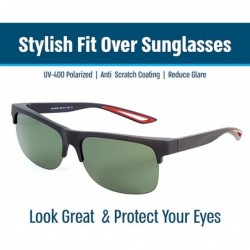 Sport Fit Over Polarized Sunglasses Driving Clip on Sunglasses to Wear Over Prescription Glasses - Black-red-green - CL18SHSE...