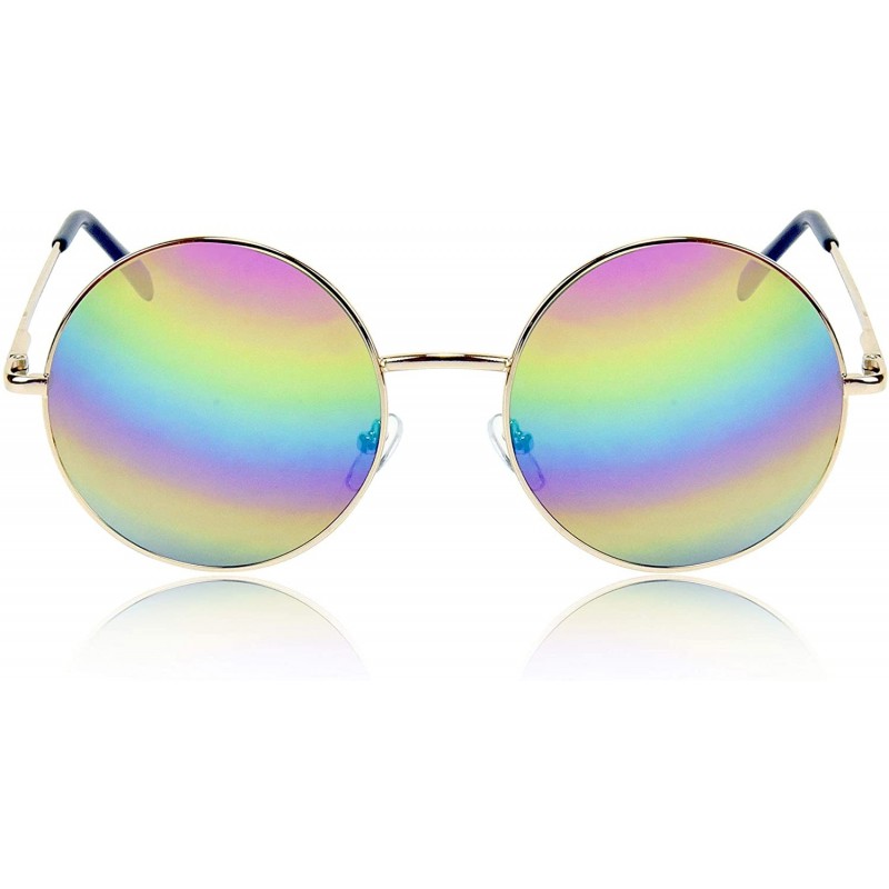 Big Round Sunglasses Retro Circle Tinted Lens Glasses Uv400 Protection 1 Rainbow Lens 