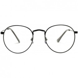 Aviator Classic Round Metal Clear Lens Glasses Frame Unisex Circle Eyeglasses - Black - CG12OCJRX3Y $14.77