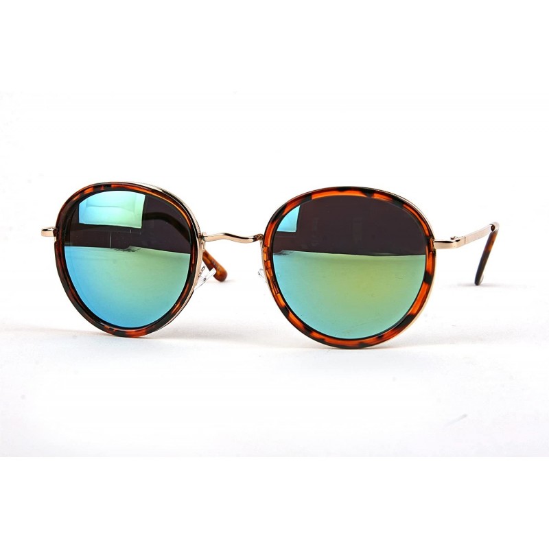 Round Circular Vintage Fashion Style Round Sunglasses P2206 - Tortoise-greenmirror Lens - C0126SOJF59 $16.85