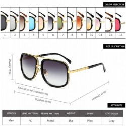 Oversized Retro Oversized Pilot Sunglasses Square Frame Metal Men Women Mirror Lens Blue Silver Pink Black - Brown - CP18463O...