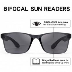 Rectangular Classic Bifocal Outdoor UV400 Protection Reading Sunglasses Uni-lens Sun Readers for Men and Women - Black - CJ18...