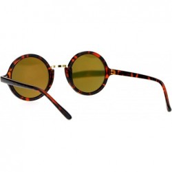 Round Small Snug Flat Color Mirror Plastic Round Circle Retro Sunglasses - Shiny Tortoise Orange - CW12NYGD04M $11.77