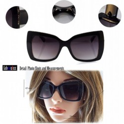 Butterfly Women's Stone Glitter Rim Rectangle Butterfly Sunglasses A296 - Blue Black - CK18Z56N3IQ $11.78