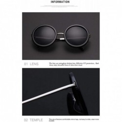 Round Vintage Round Sunglasses for Women UV Protection Circle Frame Sun Glasses - C4 Matte Black Frame Silver Leg - CP18I0NRT...